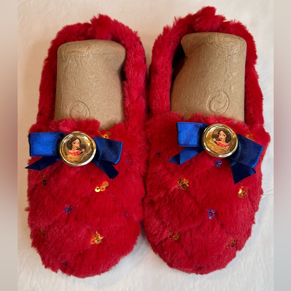Disney Princess Elena of Avalor Red Slippers with Blue Accent Girls Size 2